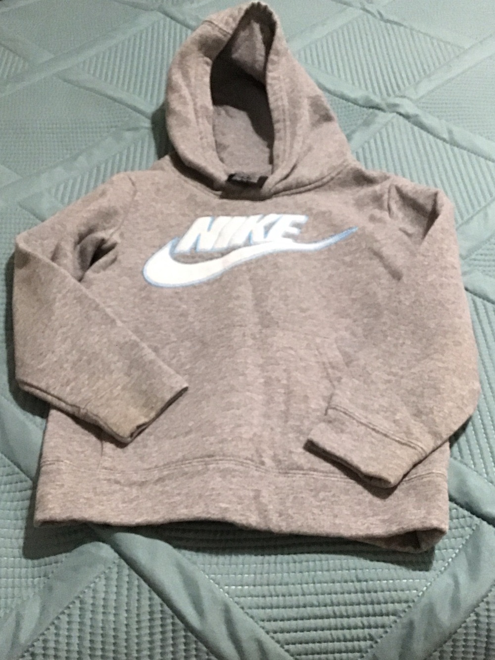 Nike Gray Hoodie with White and Light Blue Logo